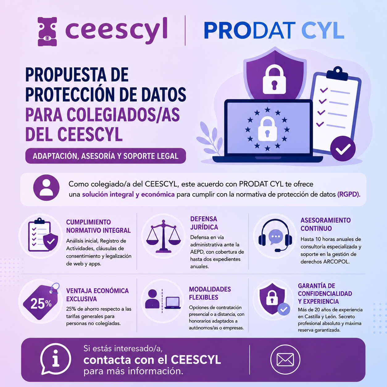 PROPUESTA DE PROTECCIÓN DE DATOS PARA COLEGIADOS/AS DEL CEESCYL (ADAPTACIÓN, ASESORÍA Y SOPORTE LEGAL)